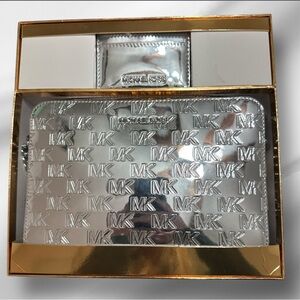 Michael Kors Silver Crossbody & Wallet Set Jet Set NWT NIB